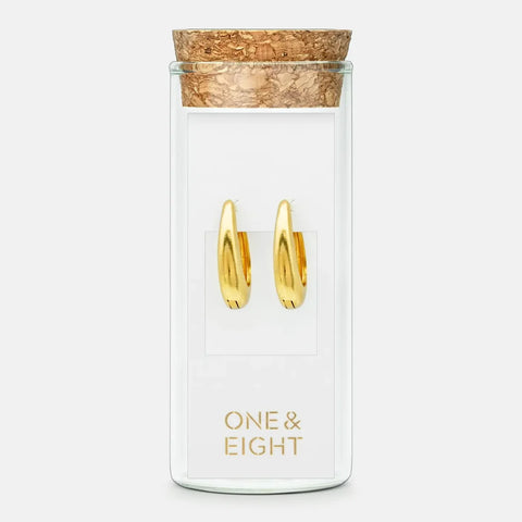 One & Eight 2894 Gold Sculpt Oval Hoops