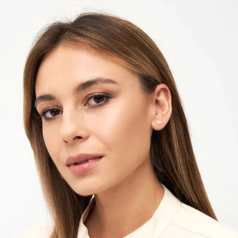 LULU Copenhagen LULU1489 2Hearts silver plated Ear stud In Burnt Coral-Orange Coral