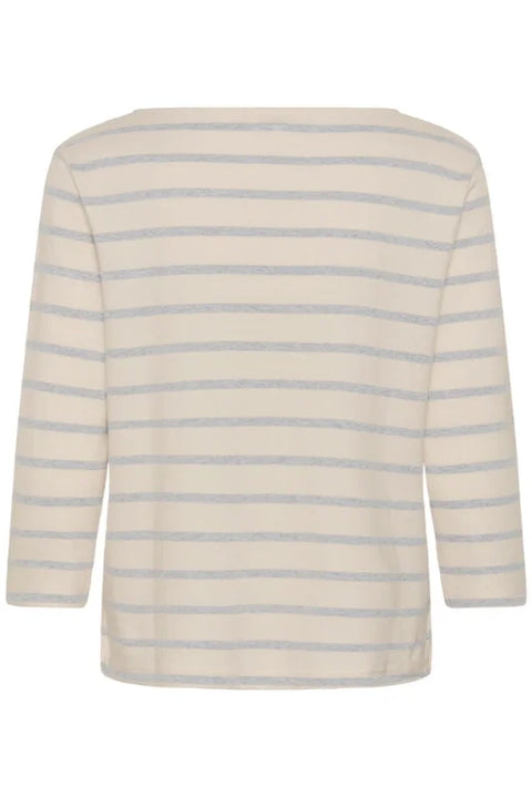 Part Two Nela Tshirt In Eggnog/Grey Stripe