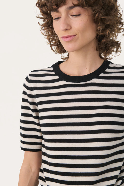 Part Two Natanya Pullover In Natural Stripe
