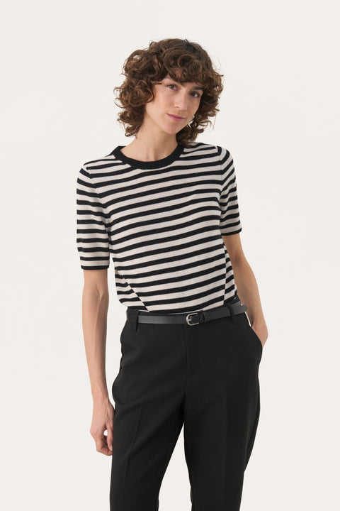 Part Two Natanya Pullover In Natural Stripe