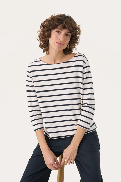 Part Two Nela T-shirt In Dark Navy Stripe
