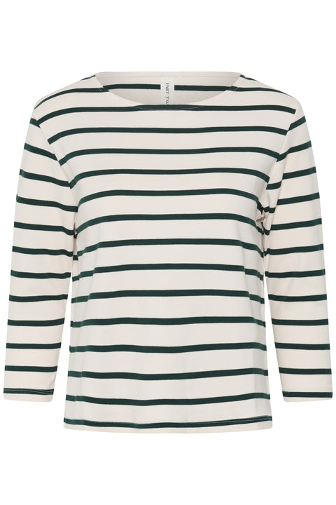 Part Two Nela Tshirt In Green Gables Stripe