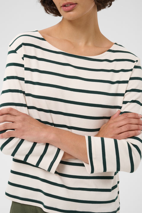 Part Two Nela Tshirt In Green Gables Stripe