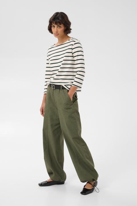 Part Two Nela Tshirt In Green Gables Stripe
