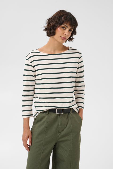 Part Two Nela Tshirt In Green Gables Stripe