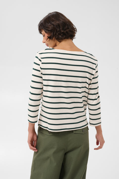 Part Two Nela Tshirt In Green Gables Stripe