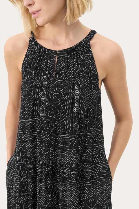 Part Two Theona Dress In Black Dot Print