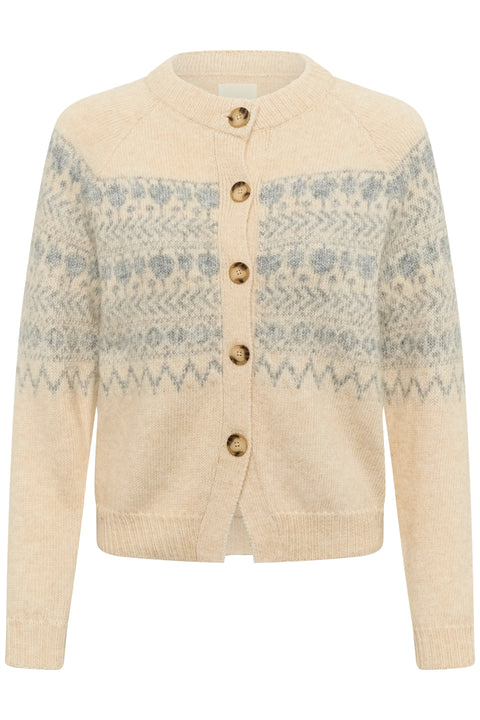 Part Two Charmaine Cardigan In Whitecap/Grey Jaquard