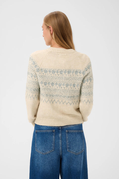 Part Two Charmaine Cardigan In Whitecap/Grey Jaquard