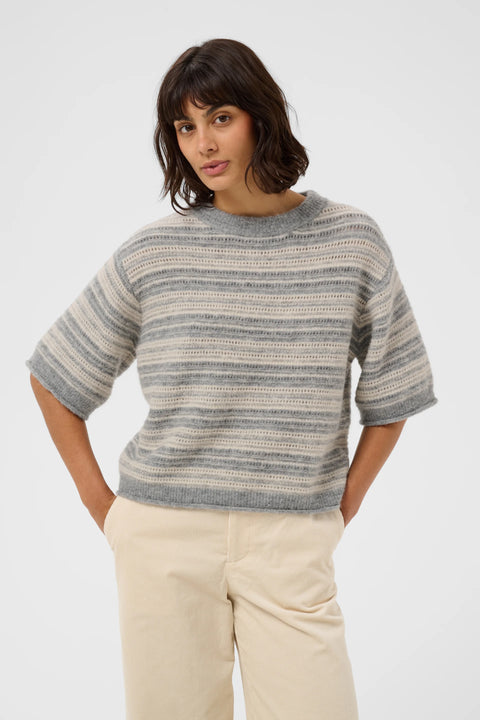 Part Two Cerys Pullover In Grey/French Oak Stripe