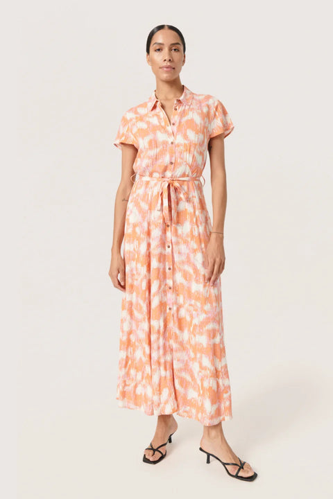 Soaked In Luxury Arjana Maxi Dress SS In Tangerine Diffusion
