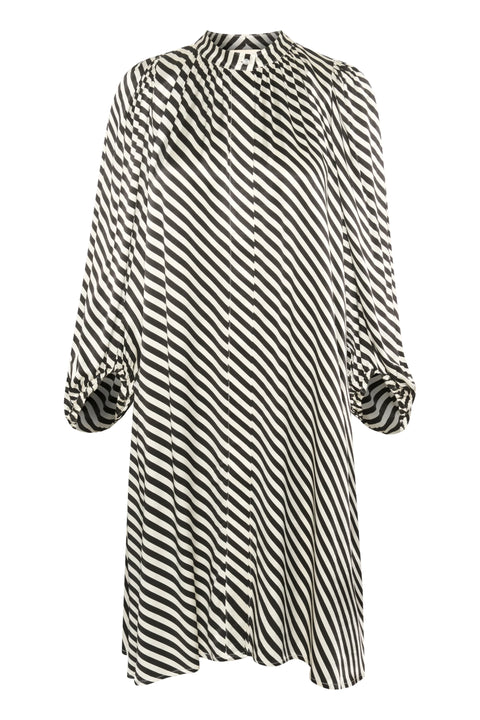 Soaked In Luxury Soho Dress In Black & White Diagonal Stripe