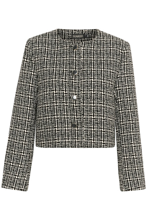 Soaked In Luxury Sadia Jacket In Black & White Checks