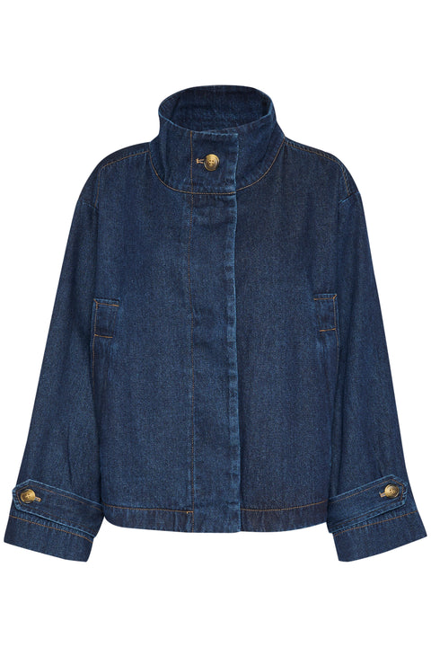 Soaked In Luxury Jannine Cade Jacket In Dark Blue Denim