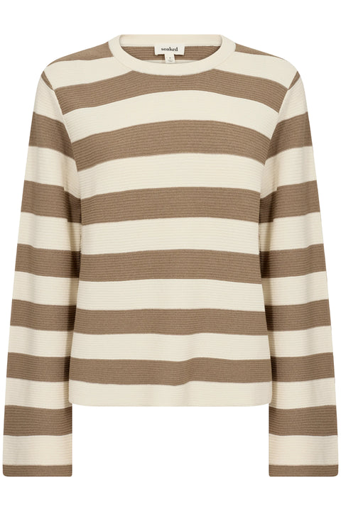 Soaked Lidya Pullover In Elm & White Stripe