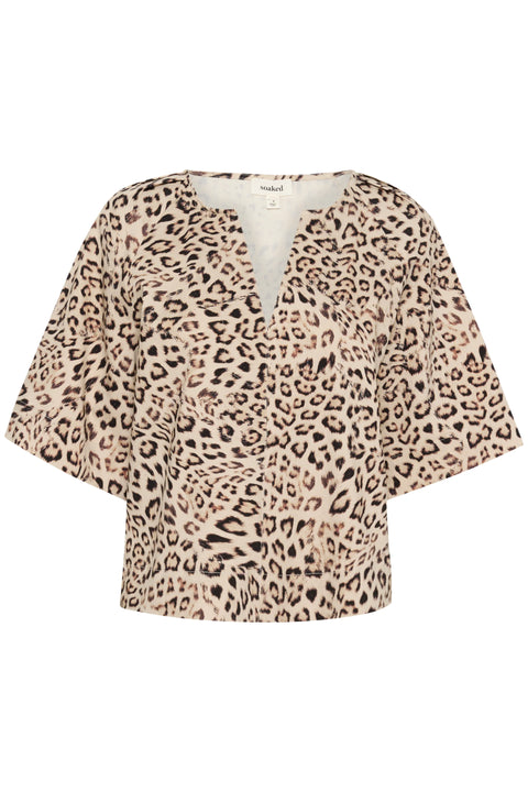 Soaked In Luxury Jalina Blouse In Leopard Print