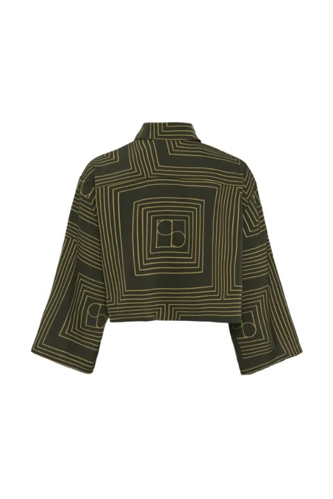 Soaked Topaz Shirt LS In Rosin & Fennel Seed Monogram