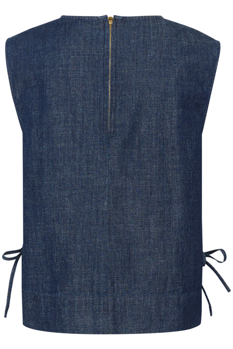 Soaked In Luxury Chamy Top In Dark Blue Denim