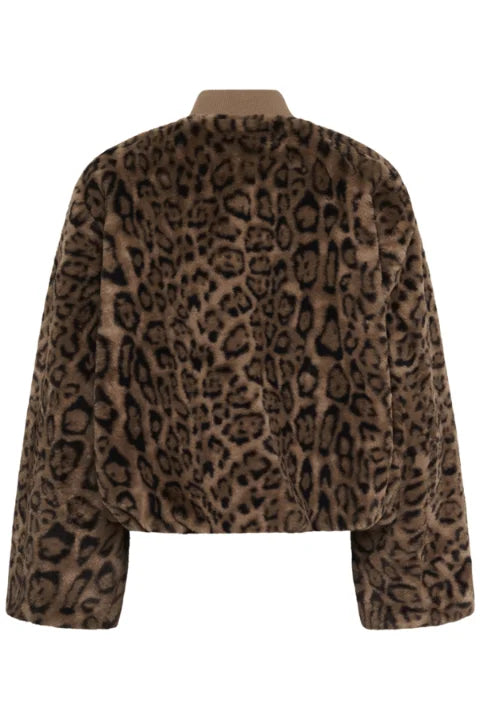 Soaked Leona Estacia Bomber Jacket In Portabella Leopard Pattern