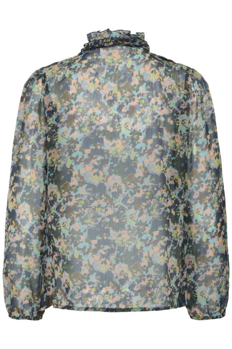 Saint Tropez Lilja Crinkle LS Shirt In Big Dipper Camouflaged Blooms
