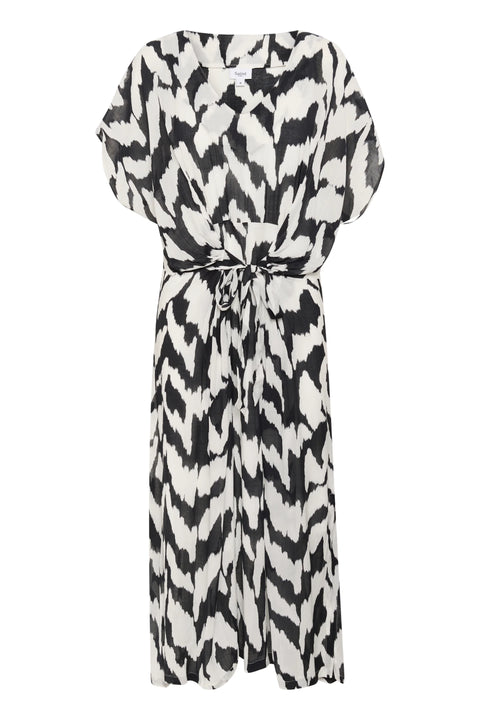 Saint Tropez Eya Long Dress In Black Monochrome Strokes