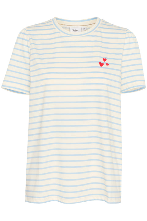 Saint Tropez Jucia T-Shirt S/S In Airyblue White Stripe