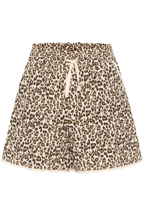 Saint Tropez Kirby Shorts In Creme Leopard Strokes