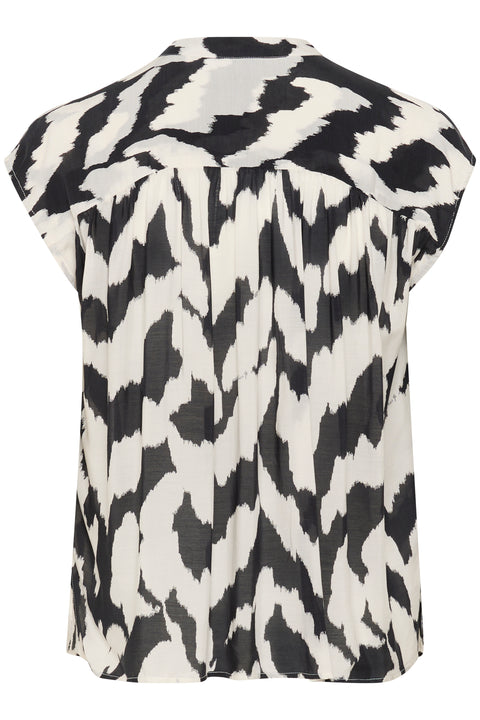 Saint Tropez Kelsie Shirt In Black Monochrome Strokes