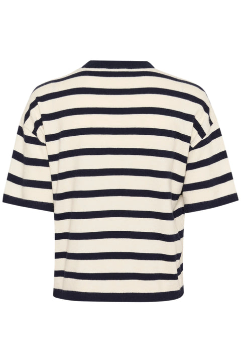 Saint Tropez Likam Striped Pullover In Winter White Nightsky Stripe
