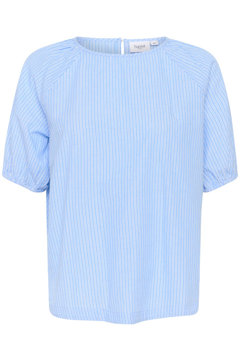 Saint Tropez Josefia S/S Blouse In Airy Blue Ice Stripe