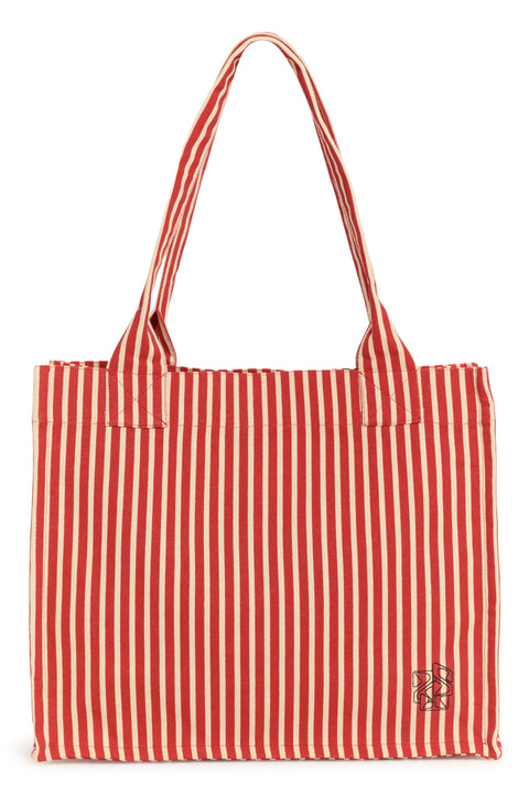 Saint Tropez Pansy Bag In  Poppy Seedpearl Wide Stripe