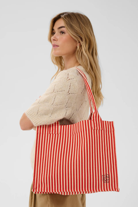 Saint Tropez Pansy Bag In  Poppy Seedpearl Wide Stripe