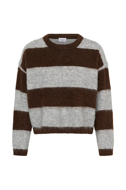 Saint Tropez Tayzie Pullover In Chocolate Grey Melange
