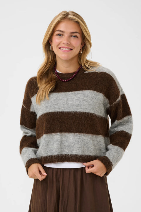 Saint Tropez Tayzie Pullover In Chocolate Grey Melange