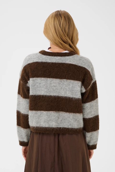 Saint Tropez Tayzie Pullover In Chocolate Grey Melange