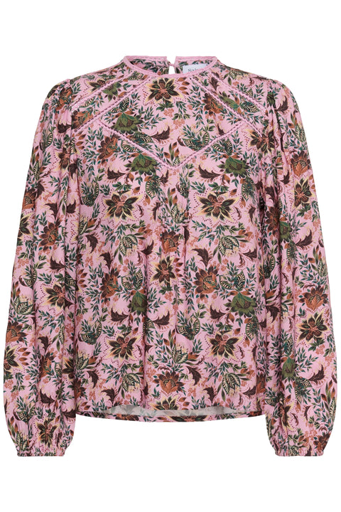 Saint Tropez Teodora Blouse In Mauve Mist Lotus Blooms