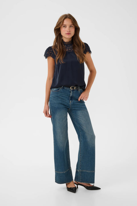 Saint Tropez Teagan SS Blouse In Night Sky