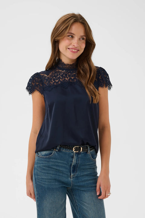 Saint Tropez Teagan SS Blouse In Night Sky
