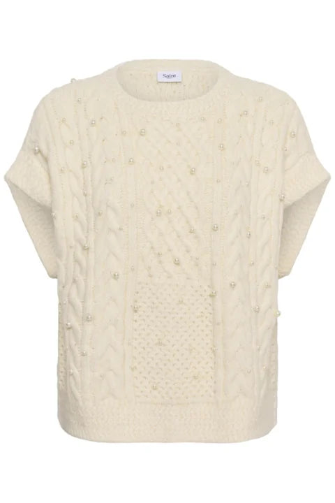 Saint Tropez Uwena Knit Vest In Seedpearl Melange