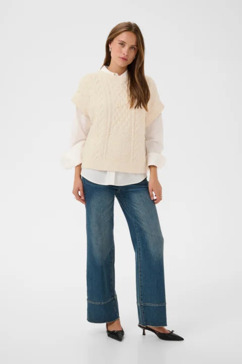 Saint Tropez Uwena Knit Vest In Seedpearl Melange