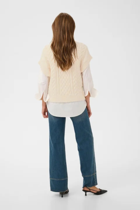 Saint Tropez Uwena Knit Vest In Seedpearl Melange