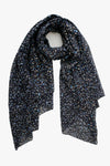 Miss Shorthair 3140BL2 Blue Gold Modal Blend Scarf in Speckle Print and Metallic Highlights