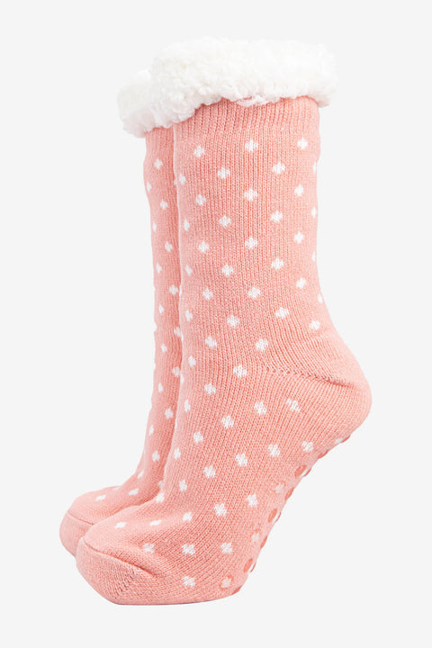 Miss Shorthair 4536SPOTPI Women's Long Slipper Sock- Pink, Spot