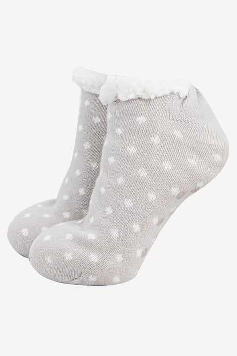 Miss Shorthair 4537SPOTLG Women's Short Slipper Sock- Light Grey, Spot