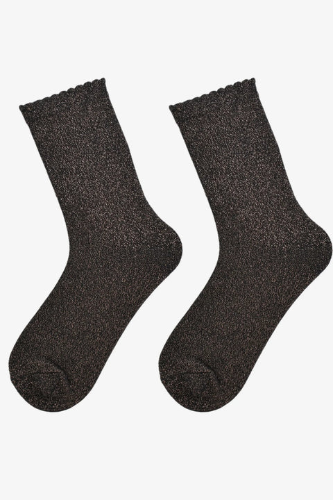 Miss Shorthair 4898B15 Women's Ankle Socks - Bronze, All Over Glitter