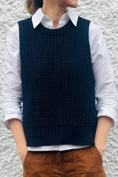 Eleven Loves Rebecca Ribbed Tank Top In Navy