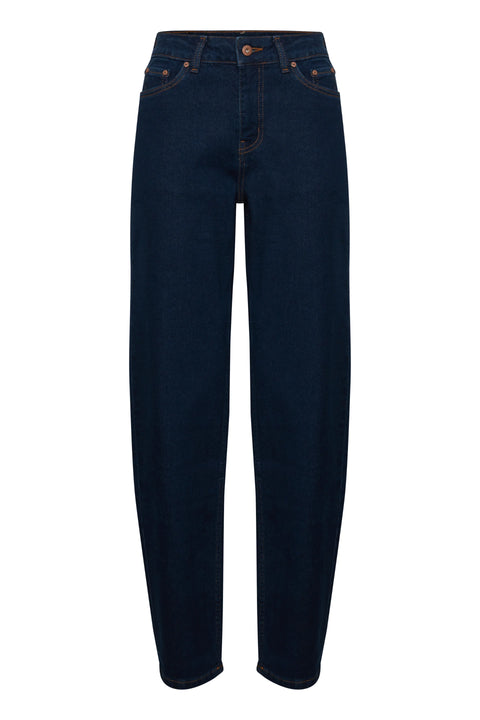 Pulz Morina HW Jeans Curved Leg In Medium Blue Denim