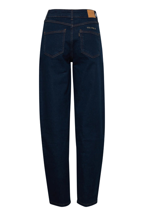 Pulz Morina HW Jeans Curved Leg In Medium Blue Denim