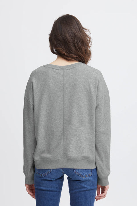 Pulz Mallie LS Sweatshirt In Light Grey Melange
